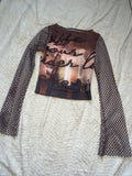 Graphic mesh & net crop top “Medium