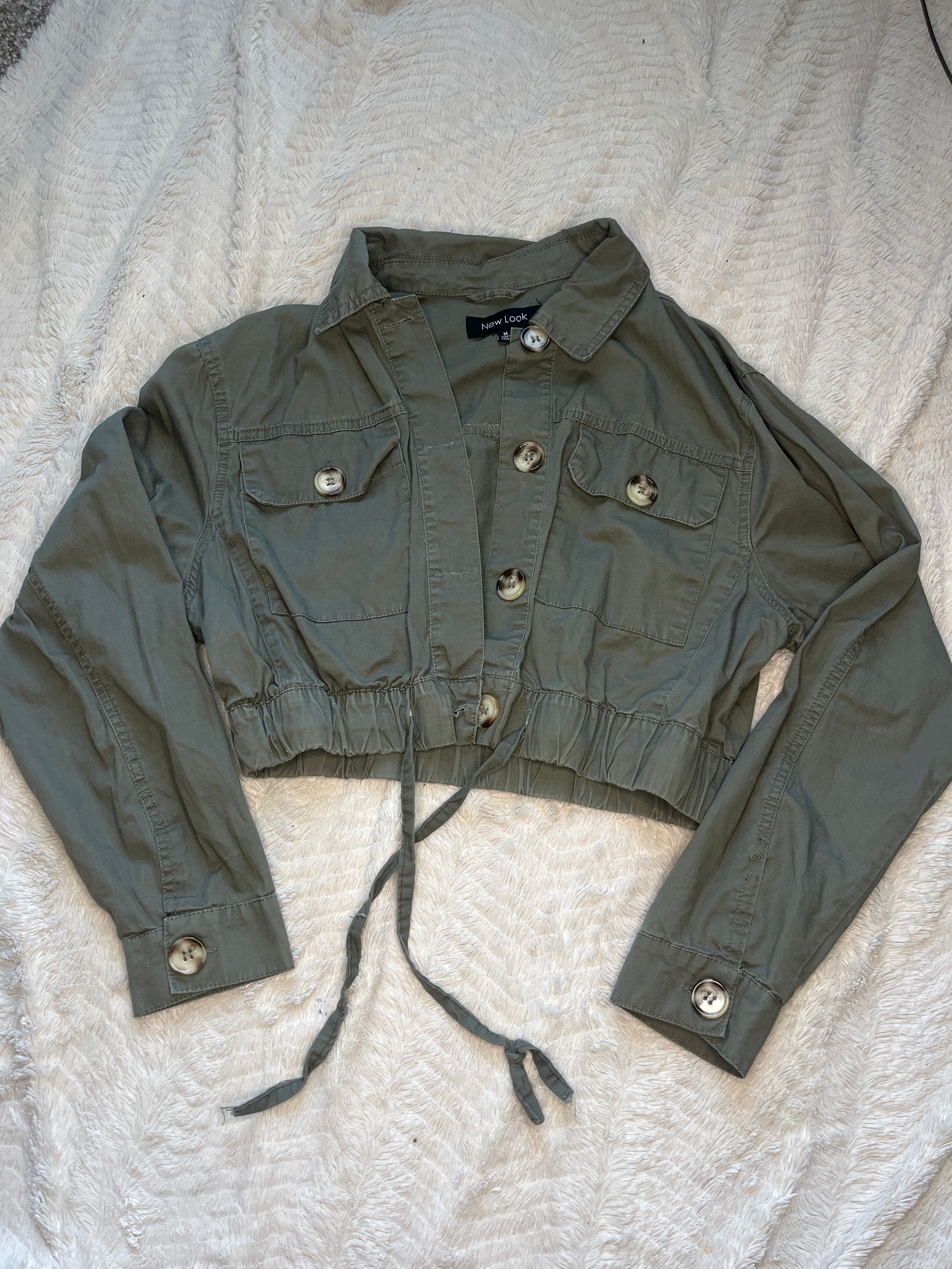 Crop top/ drawstring button up “Medium”
