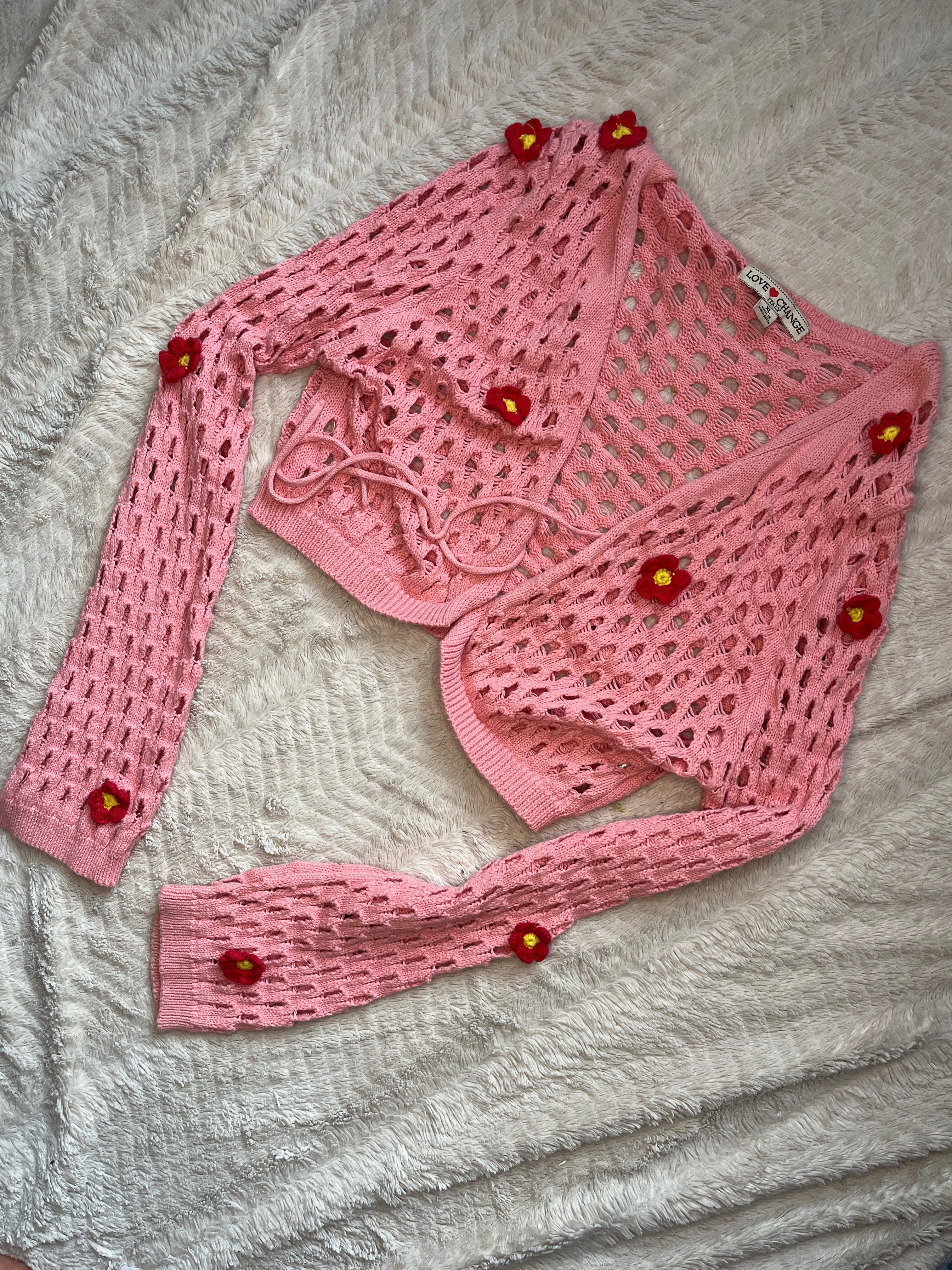 Floral net sweater “Medium”